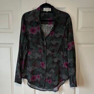 Cloth & Stone Camouflage Floral Button Down Shirt - Green and Pink